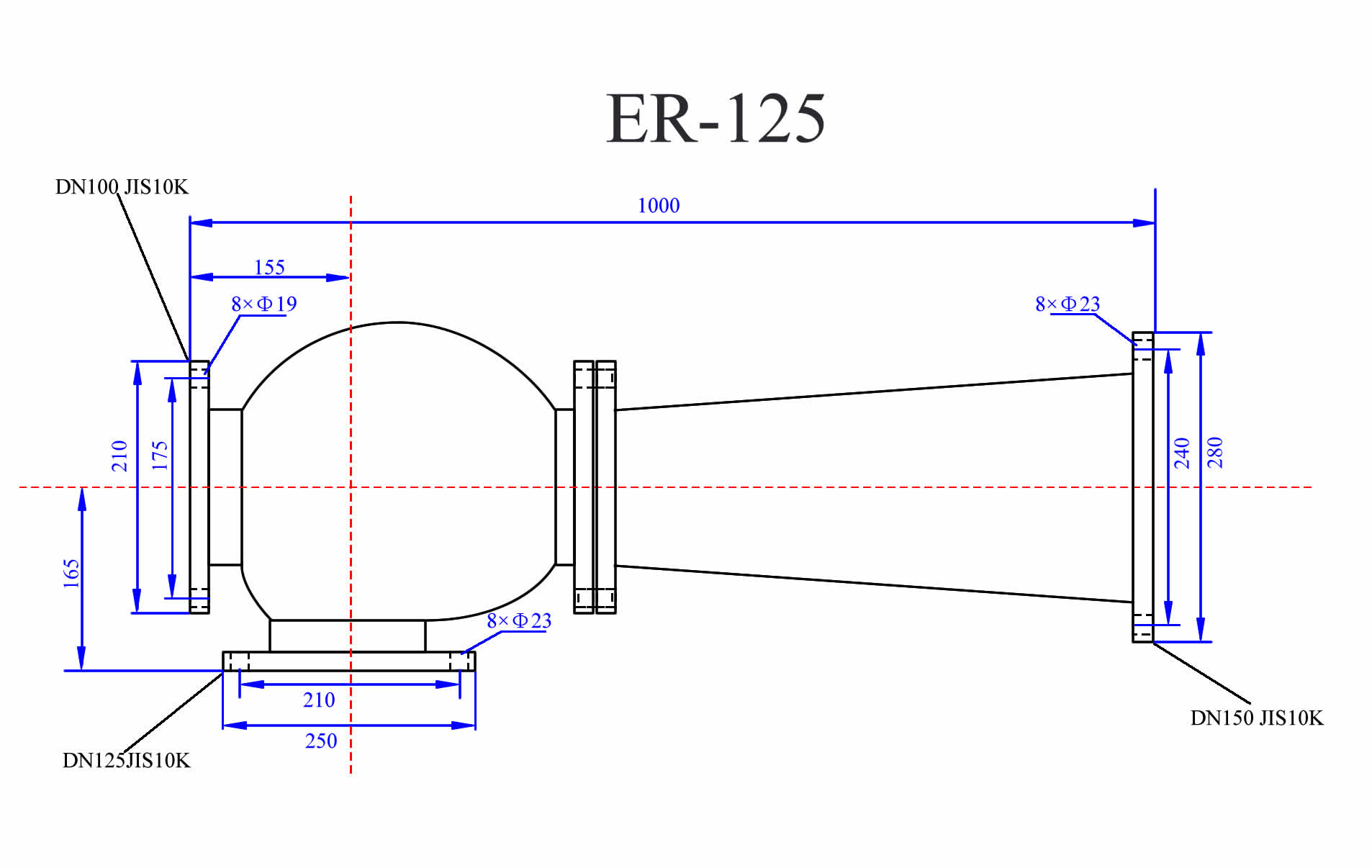 ER-125 marine eductor dimension