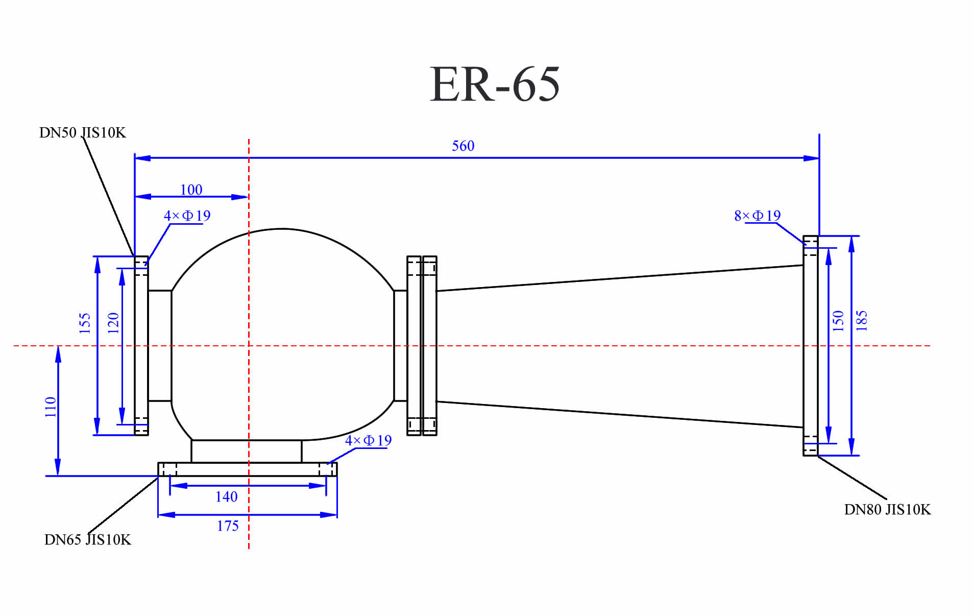 ER-65 marine eductor dimension