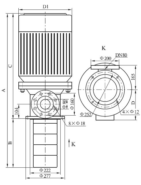 QLY45 immersible coolant pump size