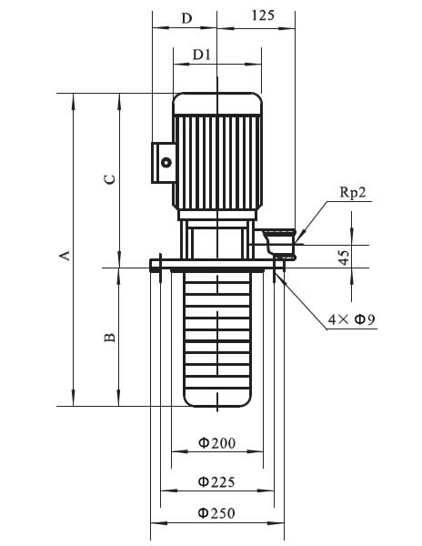 QLY8 immersible coolant pump size